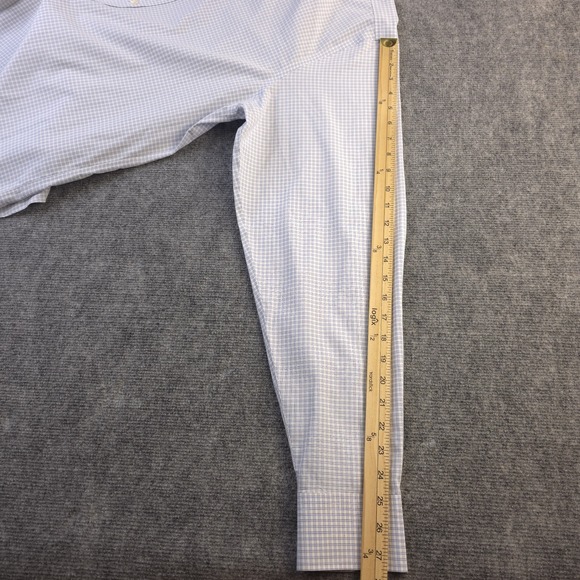 Charles Tyrwhitt Dress Shirt 17 37 Classic Fit Non Iron Blue Check Point Collar - Picture 7 of 9